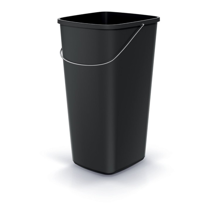 Abfalleimer mit Tragebügel 25 L, schwarz – 287 × 264 × 490 mm