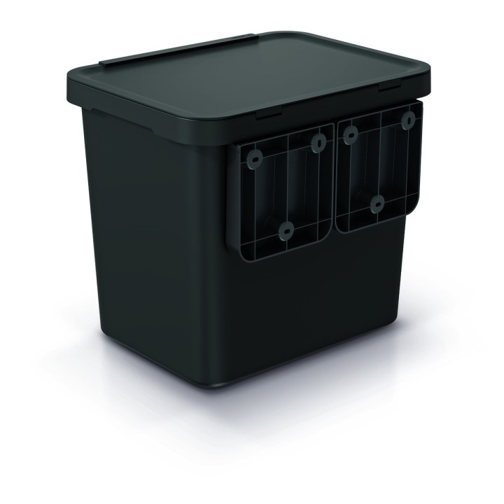 Mülltrennsystem mit Füßen 2 × 10 L, schwarz (Recycling-Kunststoff) – 390 × 295 × 410 mm