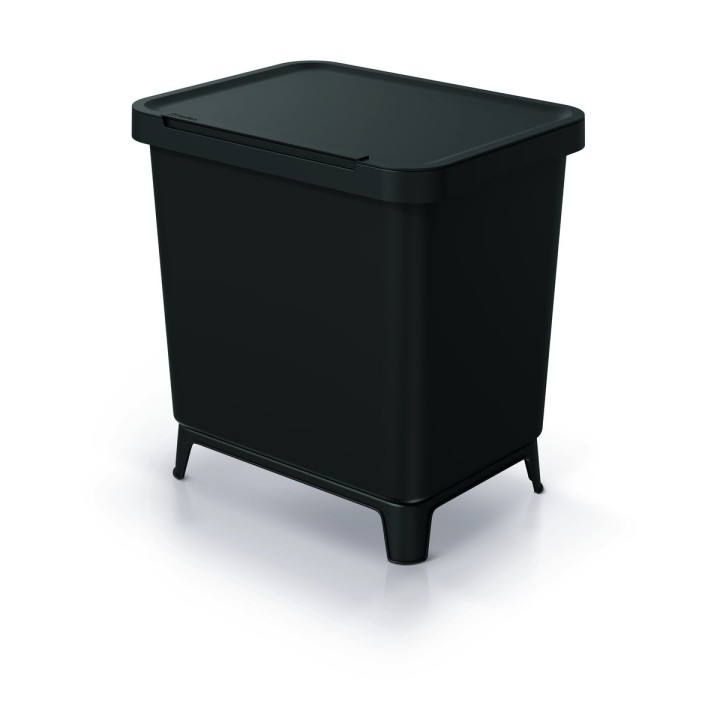 Mülltrennsystem mit Füßen 2 × 10 L, schwarz (Recycling-Kunststoff) – 390 × 295 × 410 mm