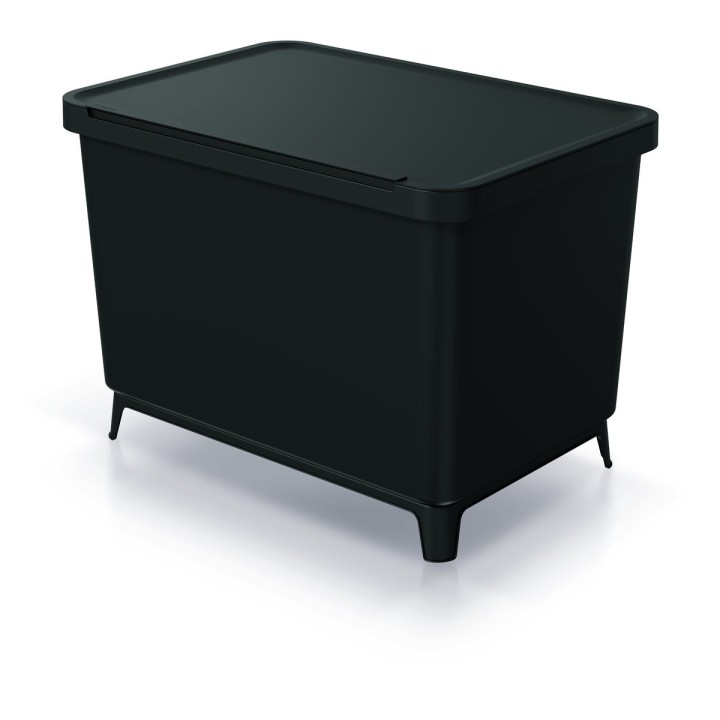Mülltrennsystem mit Füßen 4 × 10 L, schwarz (Recycling-Kunststoff) – 565 × 390 × 410 mm