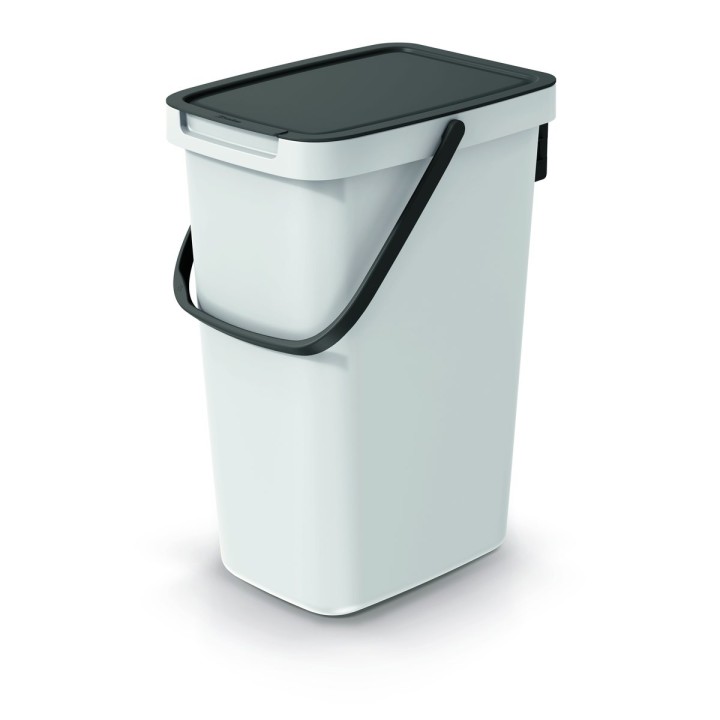 Bioabfalleimer 12 L mit Deckel und Tragebügel, grau – 260 × 197 × 375 mm
