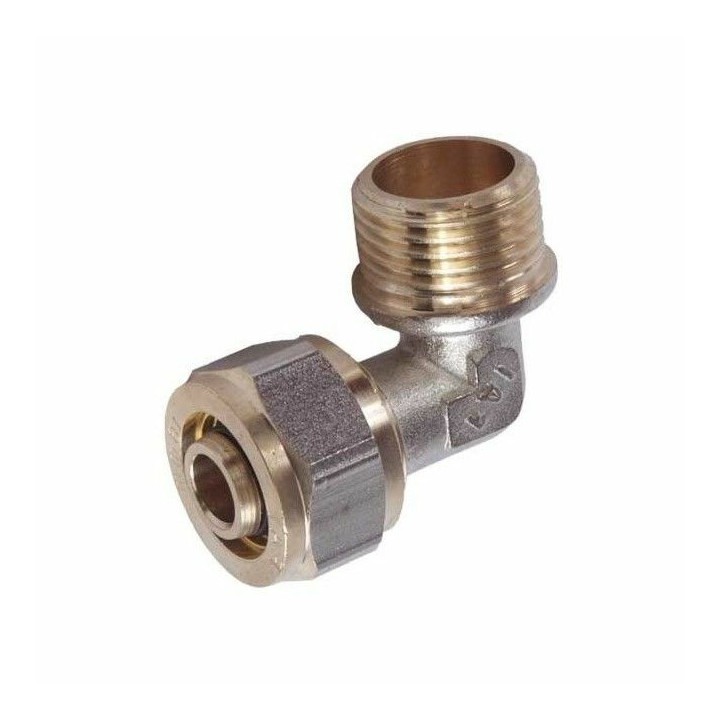 PEX Klemmring Winkel mit Außengewinde – Schraubfitting Messing für Verbundrohr 16 / 20 / 25 mm