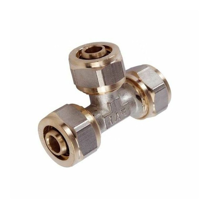 PEX Klemmring T-Stück – Schraubfitting Messing für Verbundrohr 16 / 20 / 25 mm