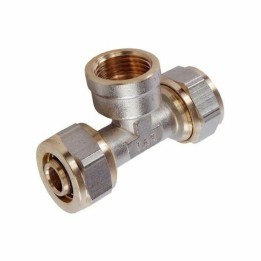 PEX Klemmring T-Stück mit Innengewinde – Schraubfitting Messing für Verbundrohr 16 / 20 mm