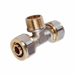 PEX Klemmring T-Stück mit Außengewinde – Schraubfitting Messing für Verbundrohr 16 / 20 / 25 mm